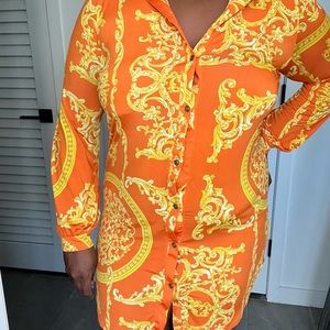 Orange Dress Button Down